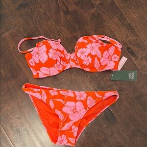 Red Floral Bikini Set